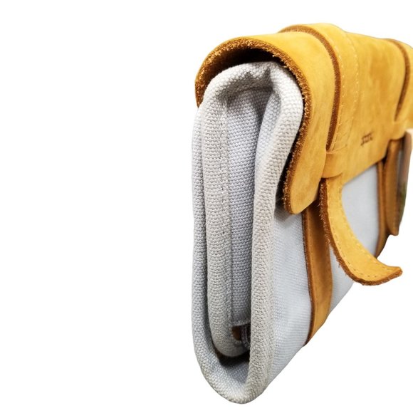 DPark Twofold Multifunctional Phone Digital Storage Bag Grey Canvas Tan Leather - Picture 6 of 9